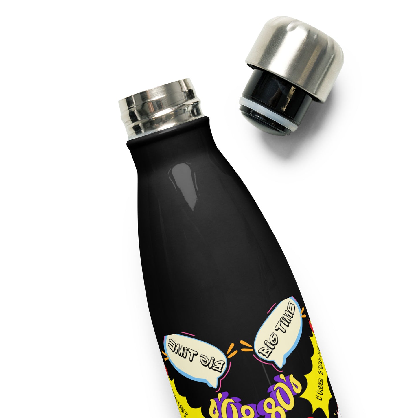 Hipyfi Retro Pop Art Stainless Steel Water Bottle with 1980s comic design and colorful vintage pattern product-details-3