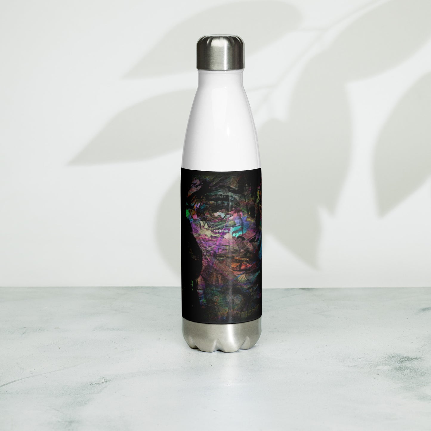 Hipyfi Chromatic Dreams stainless steel water bottle with vibrant abstract art design, insulated and leak-proof. hite-17-oz-left-2