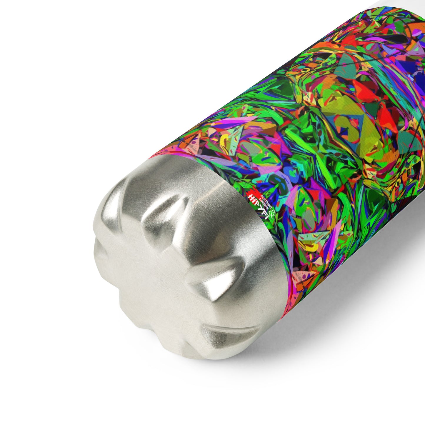 Neon Mythos stainless steel water bottle with vibrant abstract street art design and glossy finish by Hipyfi Clothes & Design white-17-oz-product-details