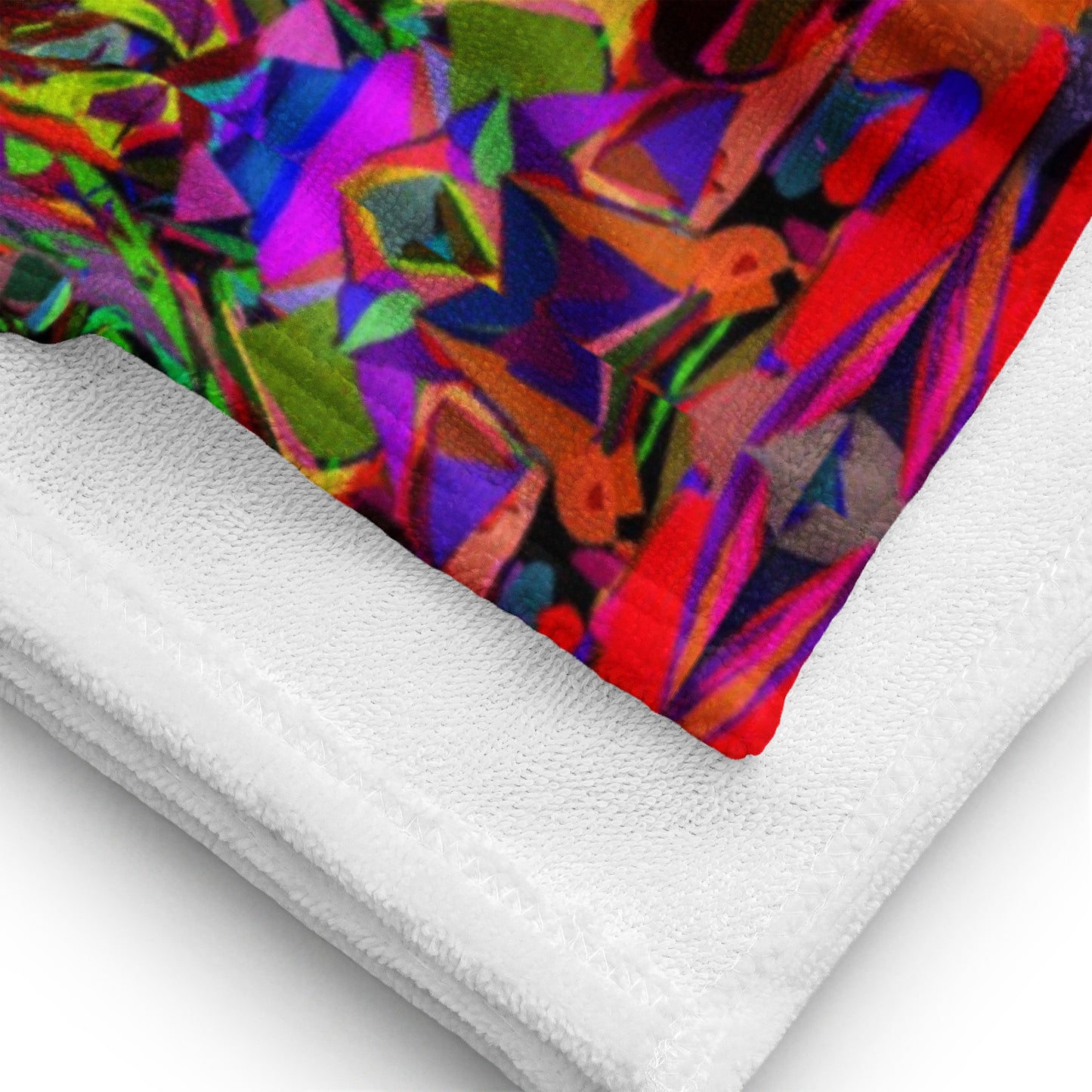 Hipyfi Neon Mythos abstract sublimated beach towel with vibrant neon print design product-details