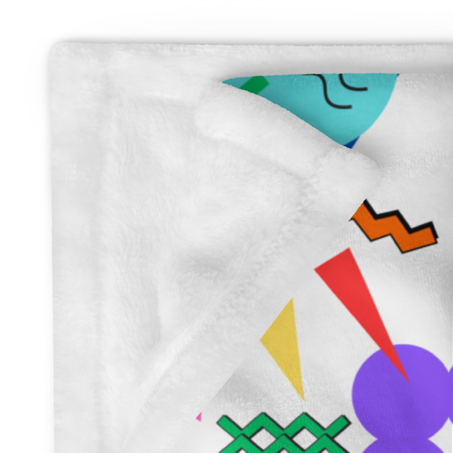 Retro pop geometric throw blanket with colorful 80s Memphis design by Hipyfi Clothes & Design 50x60-product-details