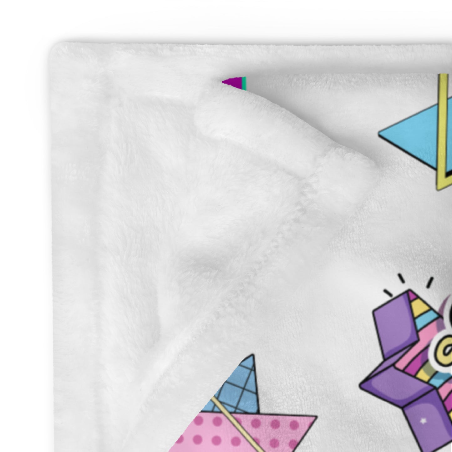 Hipyfi Retro Throw Blanket with 1980s geometric stars and Memphis design in vibrant neon colors 50x60-product-details