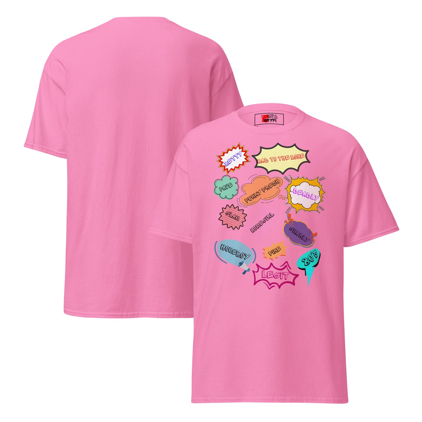 80s Comic Style Unisex T-Shirt with Retro Pop Art Graphic – Hipyfi Clothes & Design. azalea-front-and-back