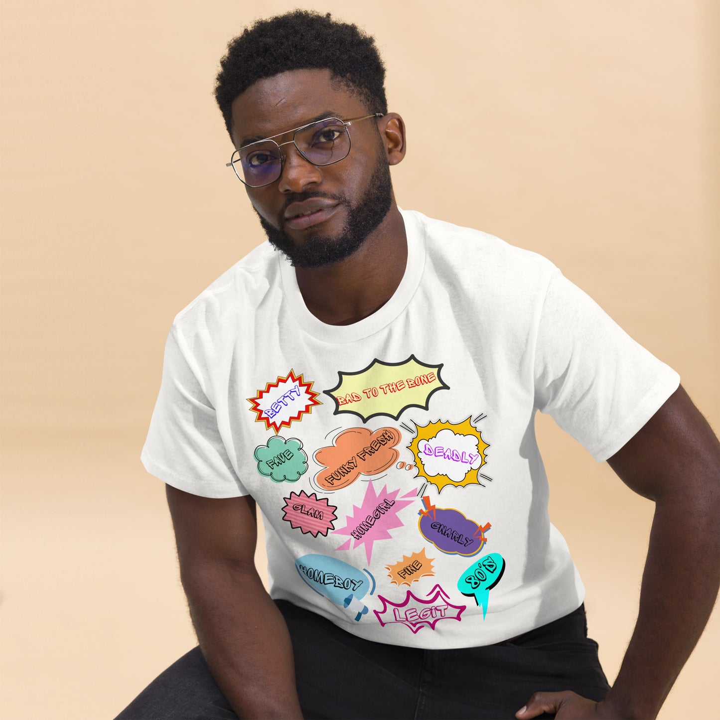 80s Comic Style Unisex T-Shirt with Retro Pop Art Graphic – Hipyfi Clothes & Design. white-front-2