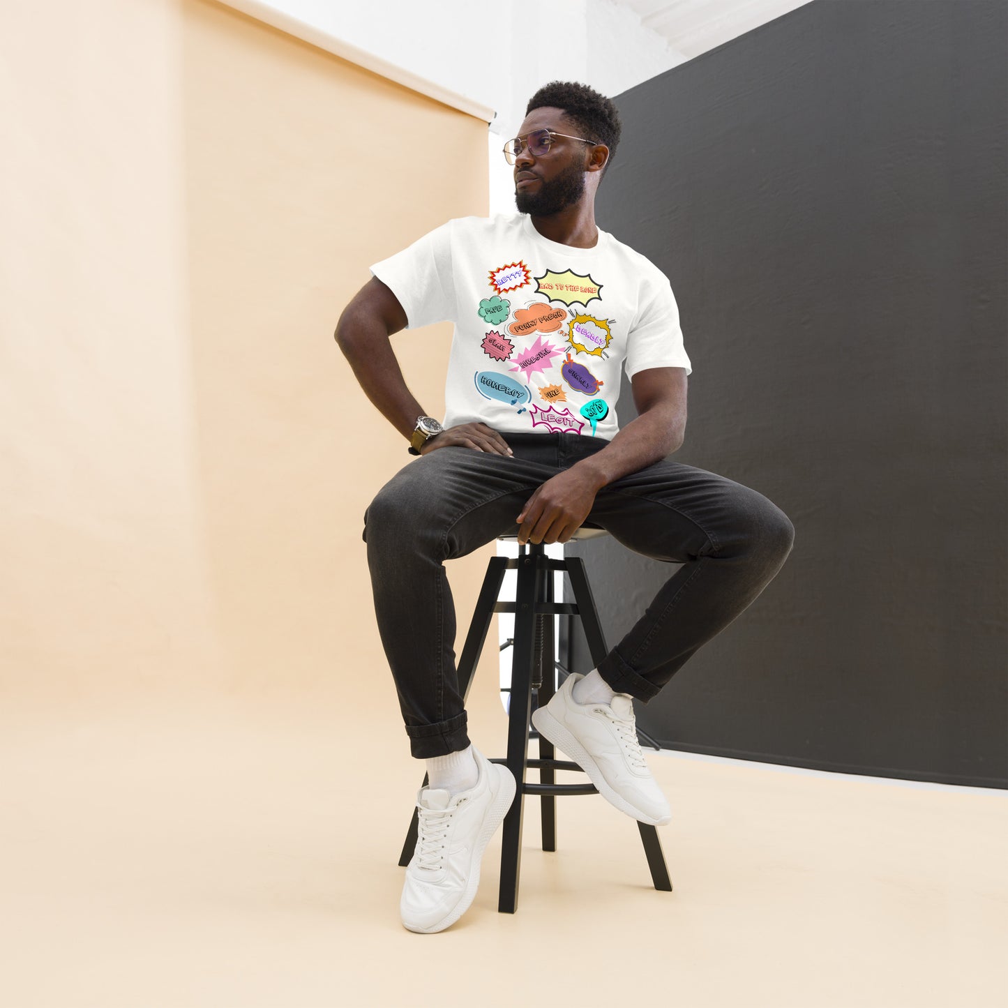 80s Comic Style Unisex T-Shirt with Retro Pop Art Graphic – Hipyfi Clothes & Design. white-front