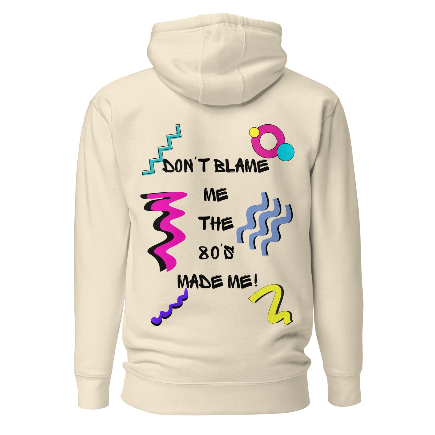 Unisex 80s graphic hoodie with retro slogan – Made in the 80s Vibes by Hipyfi Clothes & Design. bone-back-2