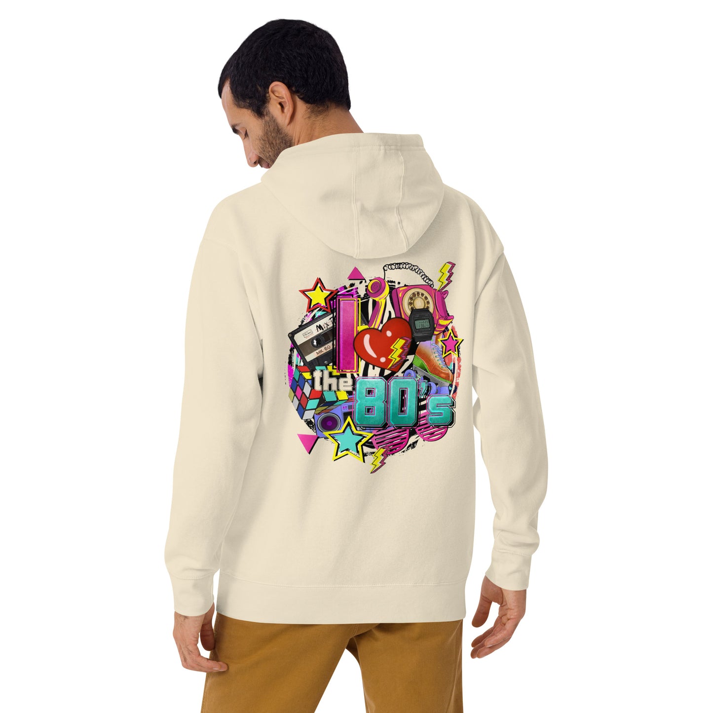 Unisex 80s Retro Hoodie with bold graphic design and 'I'm Not Weird, I'm Awesome' quote – Hipyfi Clothes & Design. bone-back