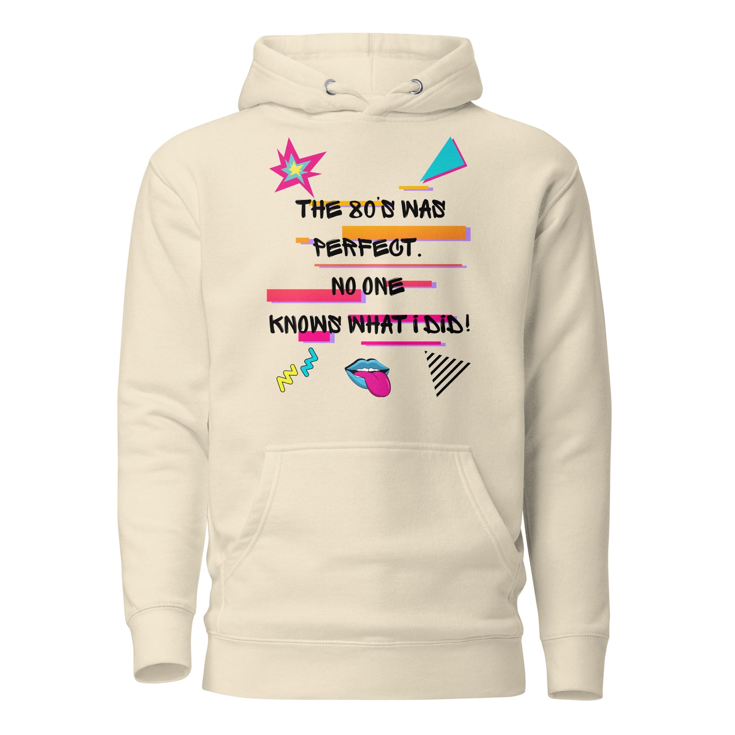 Unisex retro 80s graffiti hoodie with neon colors and streetwear design by Hipyfi Clothes & Design bone-front-2