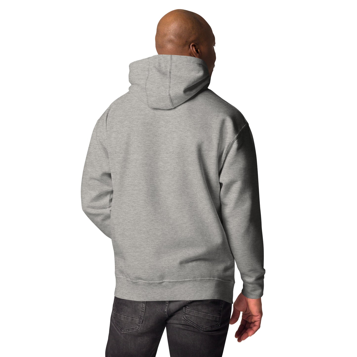 Funny pug mugshot graphic on unisex streetwear hoodie – Cool Dog design by Hipyfi Clothes & Design. carbon-grey-back