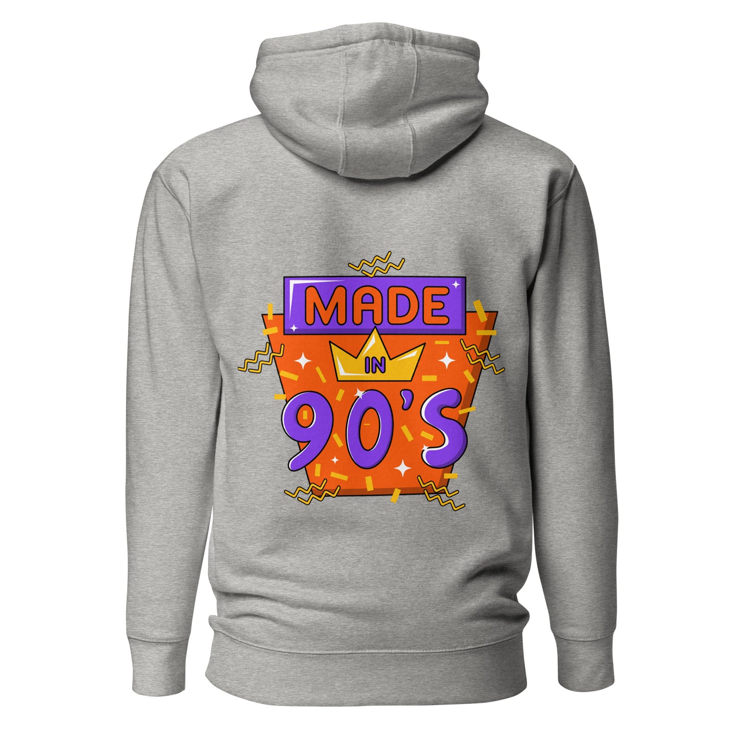 Back to 90s retro unisex graphic hoodie with colorful vintage design – Hipyfi Clothes & Design. carbon-grey-back-2