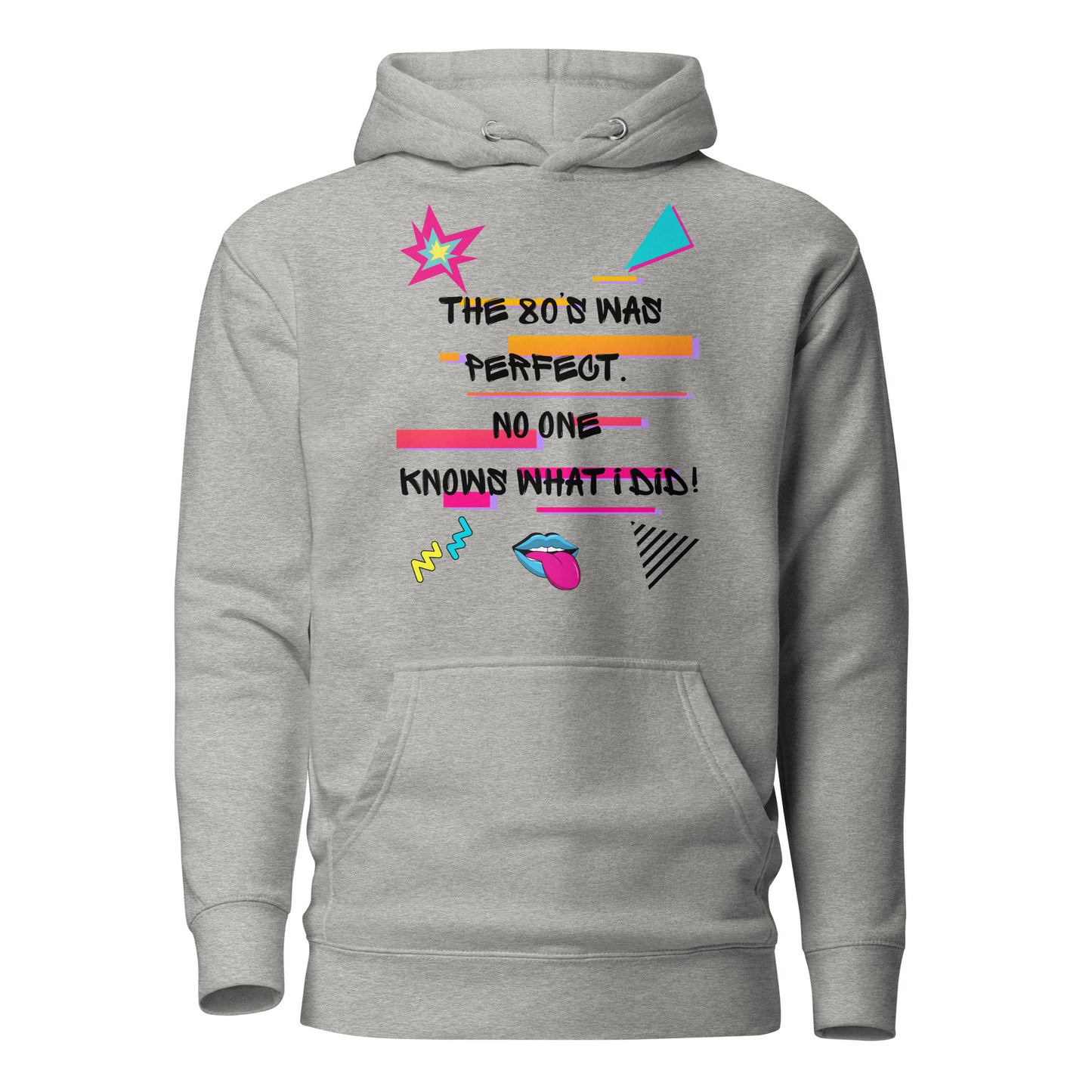 Unisex retro 80s graffiti hoodie with neon colors and streetwear design by Hipyfi Clothes & Design carbon-grey-front-2