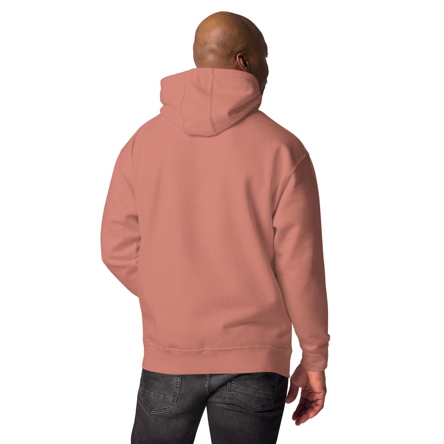 Unisex graffiti hoodie with 3D dripping text – ALL WE NEED IS MONEY design by Hipyfi Clothes & Design. dusty-rose-back