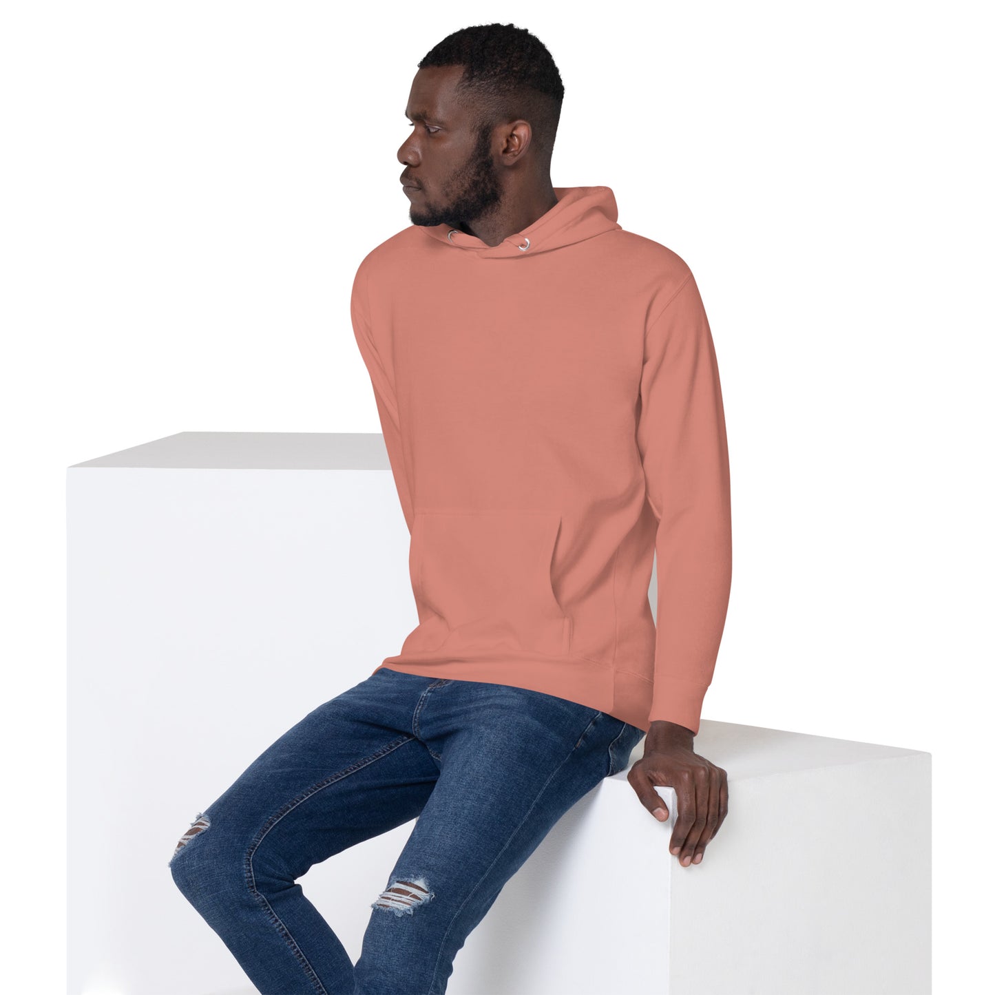 Unisex retro graphic hoodie with 80s abstract design and 'I'm not weird I'm awesome' slogan – Hipyfi Clothes & Design. dusty-rose-left-front