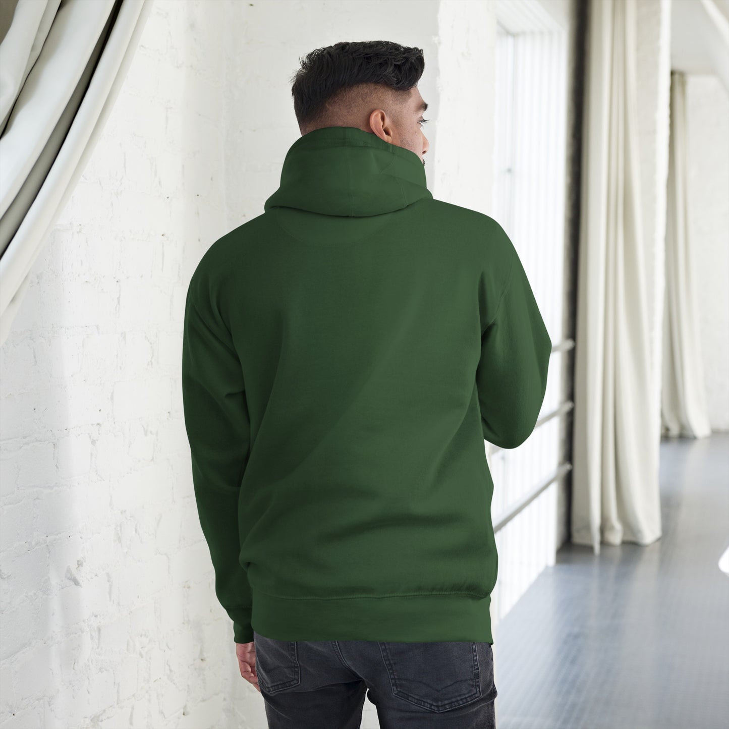 Unisex Good Vibes Cat Hoodie featuring a dabbing cat in hip-hop streetwear – premium graphic hoodie by Hipyfi Clothes & Design. forest-green-back