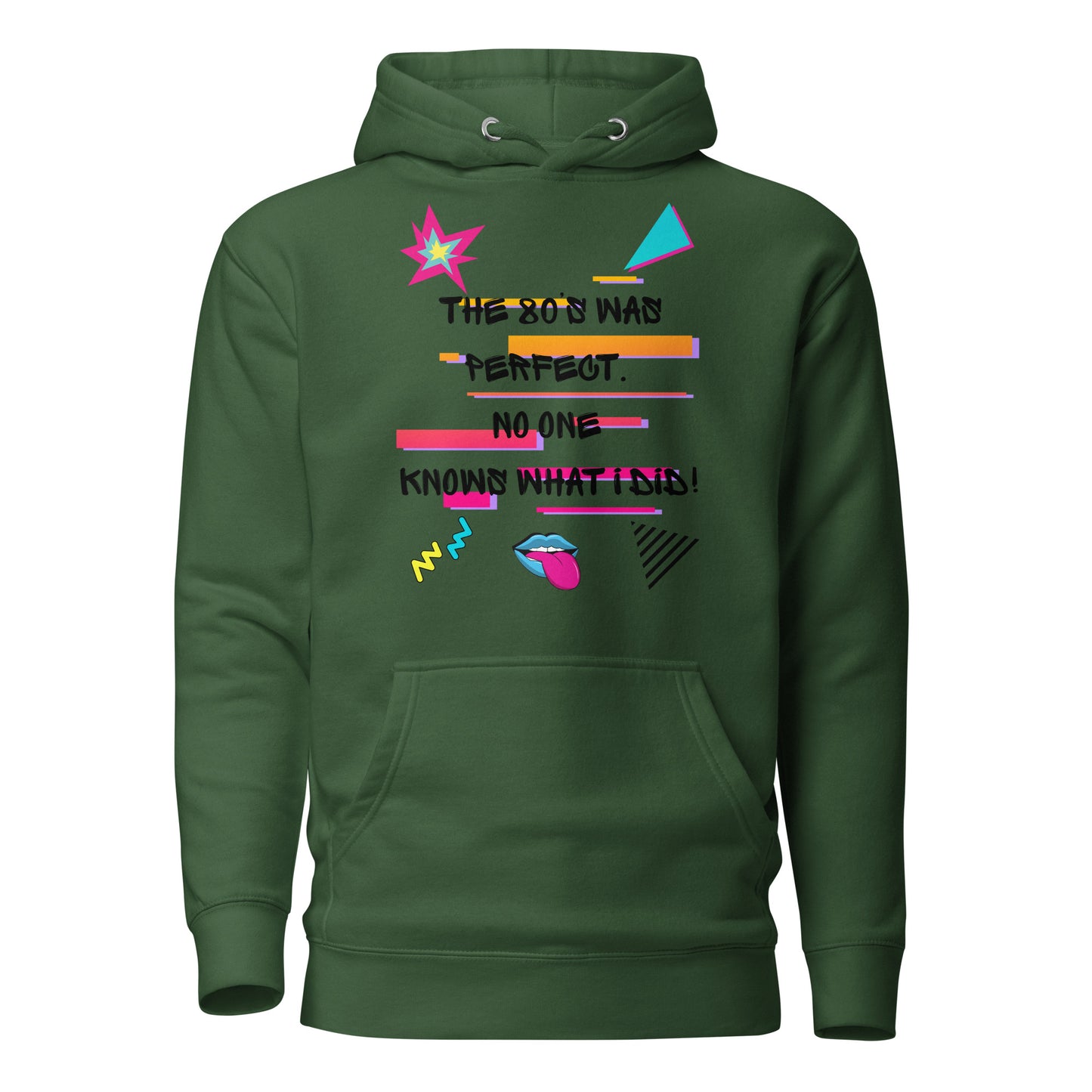 Unisex retro 80s graffiti hoodie with neon colors and streetwear design by Hipyfi Clothes & Design forest-green-front-2