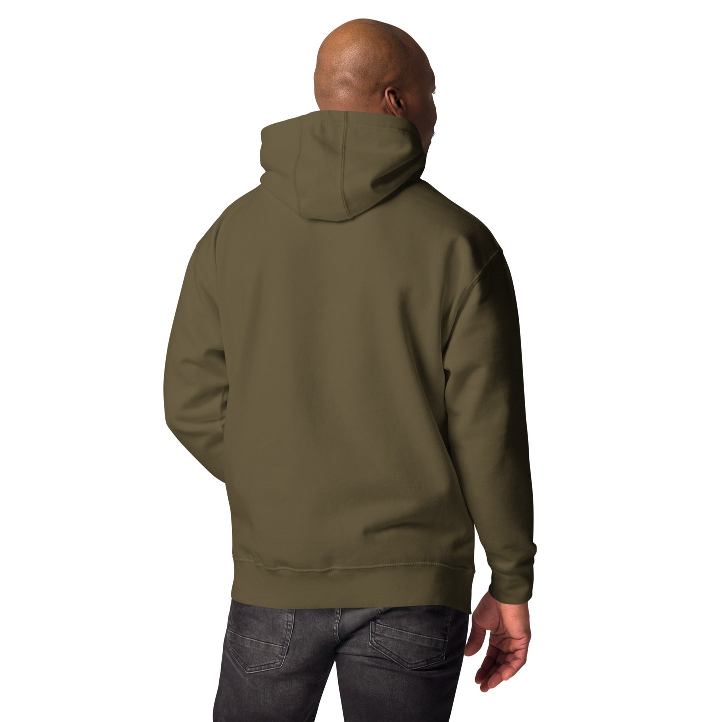Blue Skull Splash Unisex Streetwear Hoodie by Hipyfi – Digital Art and Graffiti Style. military-green-back