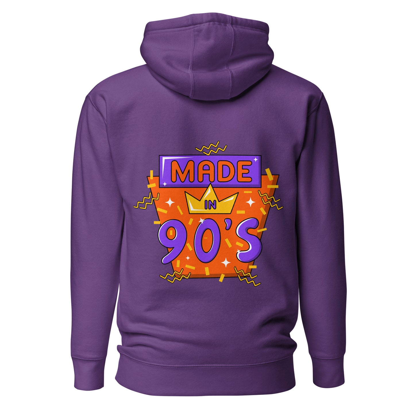 Back to 90s retro unisex graphic hoodie with colorful vintage design – Hipyfi Clothes & Design. purple-back-2