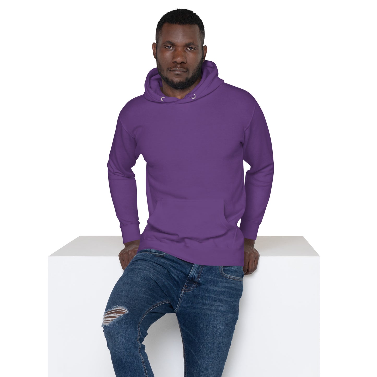 Unisex premium cat hoodie with cartoon black-and-white cat and “Life is Better With Cats” quote – Hipyfi Clothes & Design. purple-front