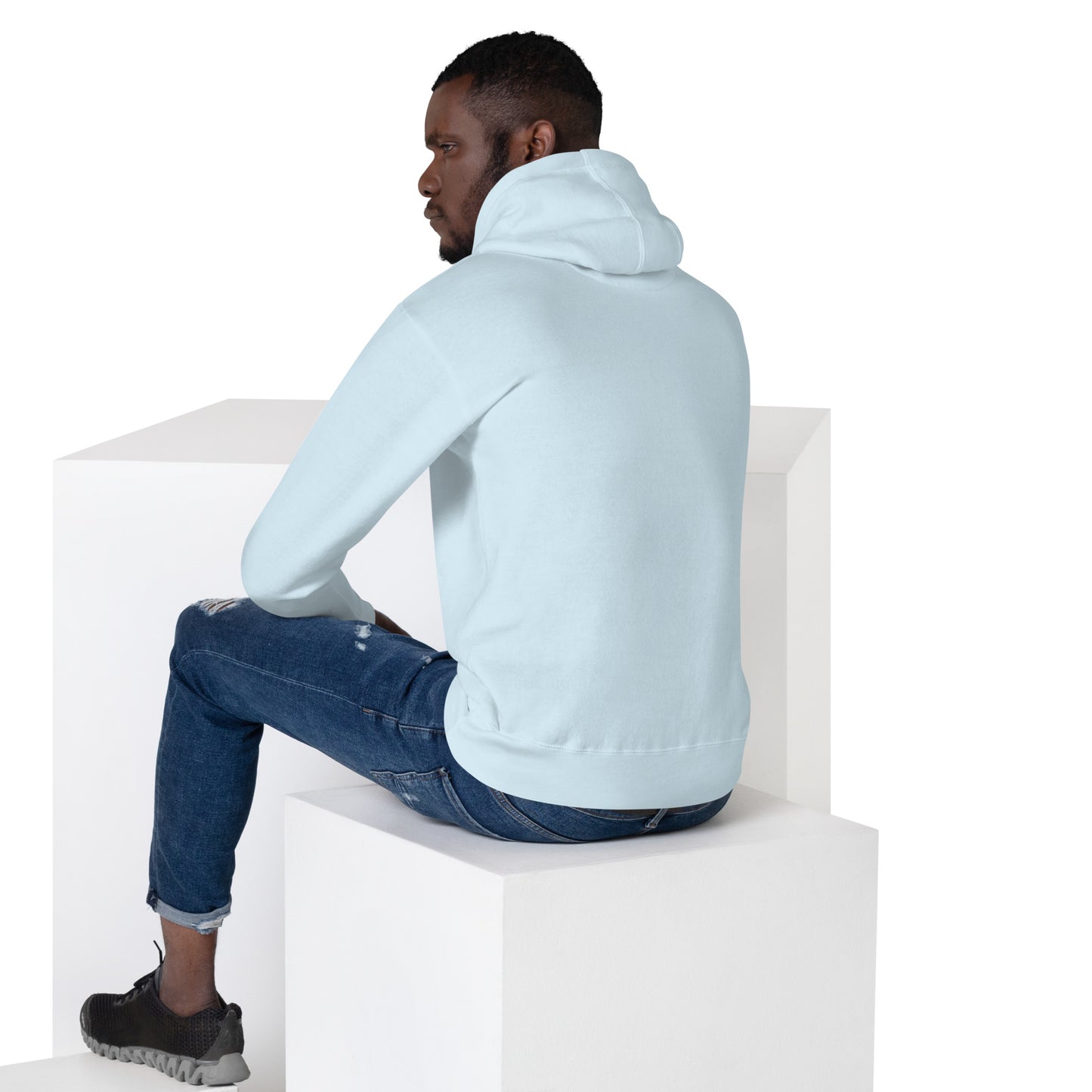 Blue Skull Splash Unisex Streetwear Hoodie by Hipyfi – Digital Art and Graffiti Style. sky-blue-back