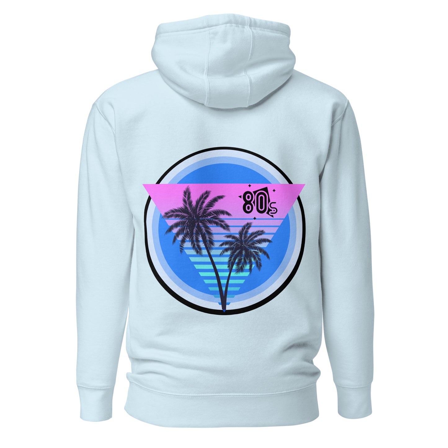 Retro 80s unisex graphic hoodie with colorful abstract design – Don’t Blame Me slogan by Hipyfi Clothes & Design. sky-blue-back