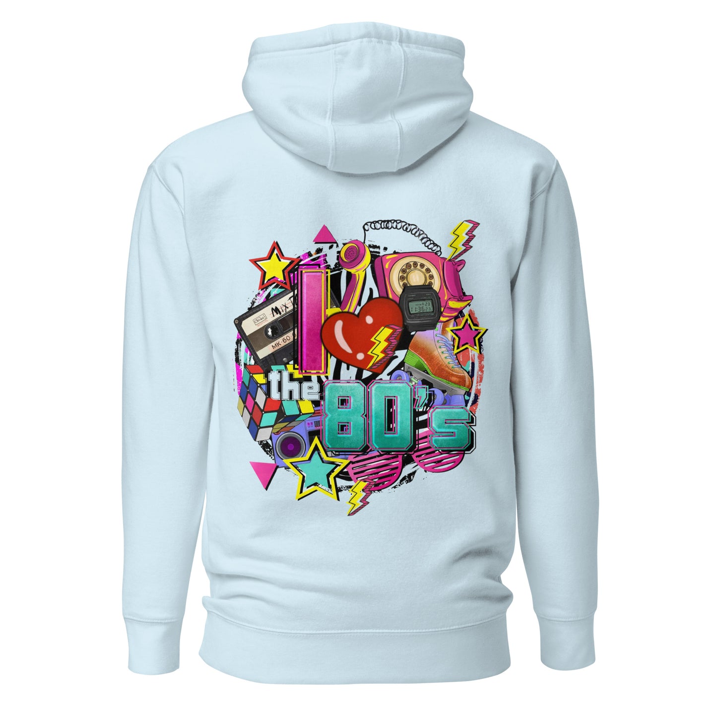 Unisex 80s Retro Hoodie with bold graphic design and 'I'm Not Weird, I'm Awesome' quote – Hipyfi Clothes & Design. sky-blue-back-2