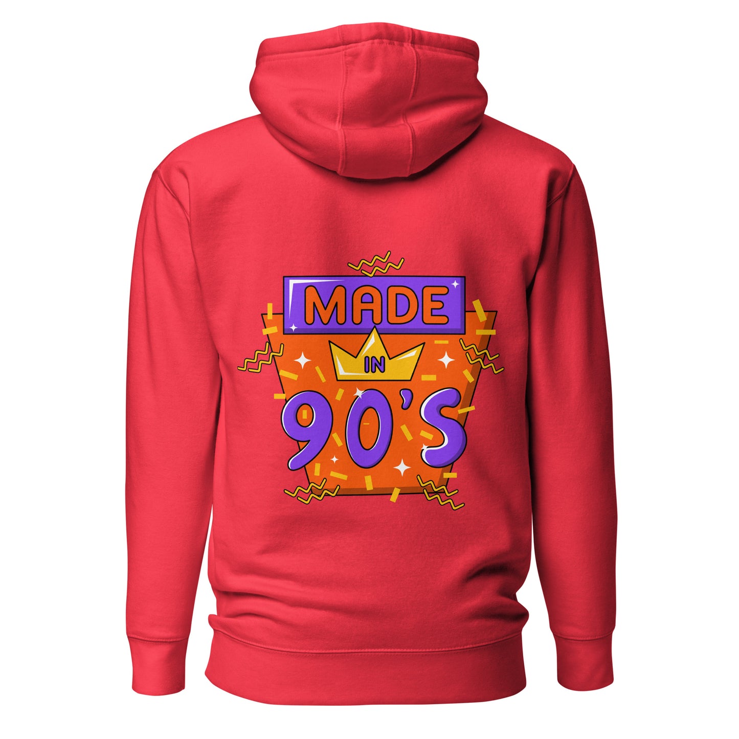 Back to 90s retro unisex graphic hoodie with colorful vintage design – Hipyfi Clothes & Design. team-red-back-2