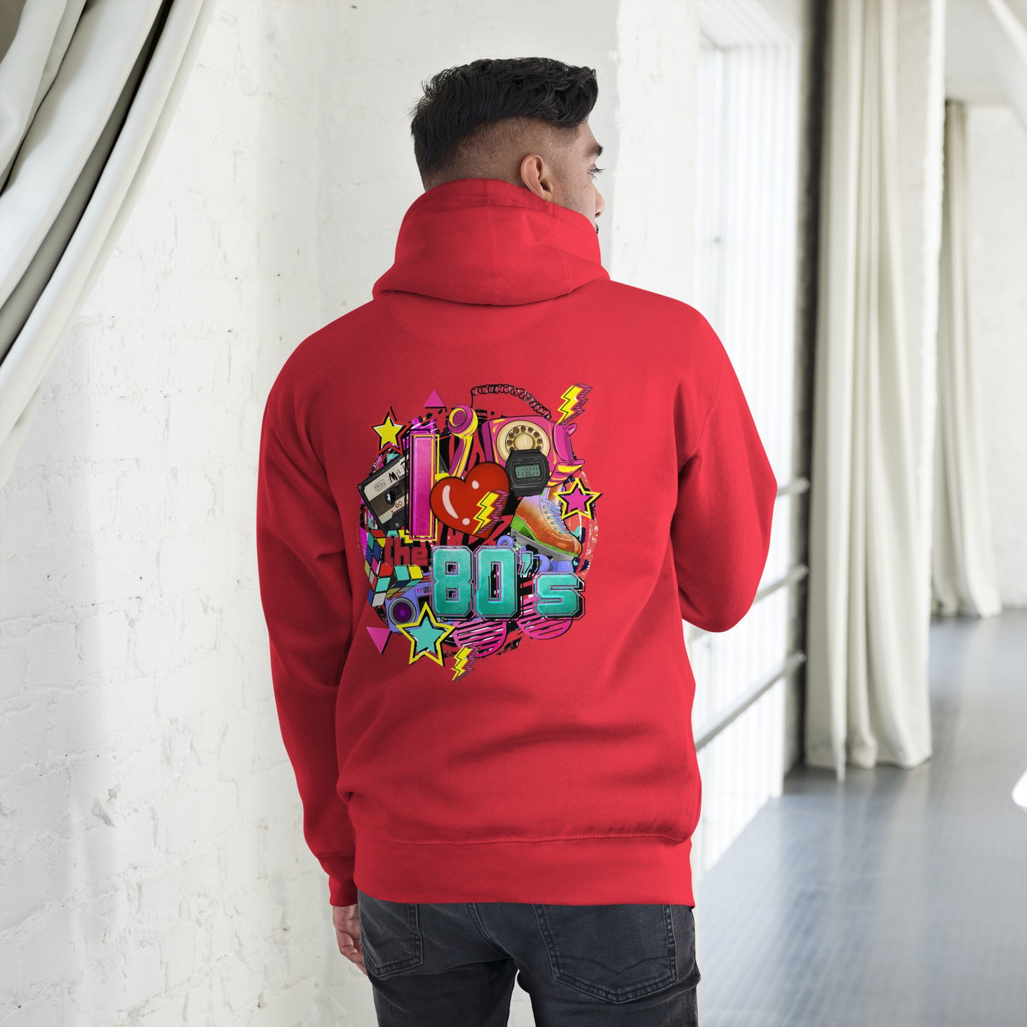 Unisex 80s Retro Hoodie with bold graphic design and 'I'm Not Weird, I'm Awesome' quote – Hipyfi Clothes & Design. team-red-back