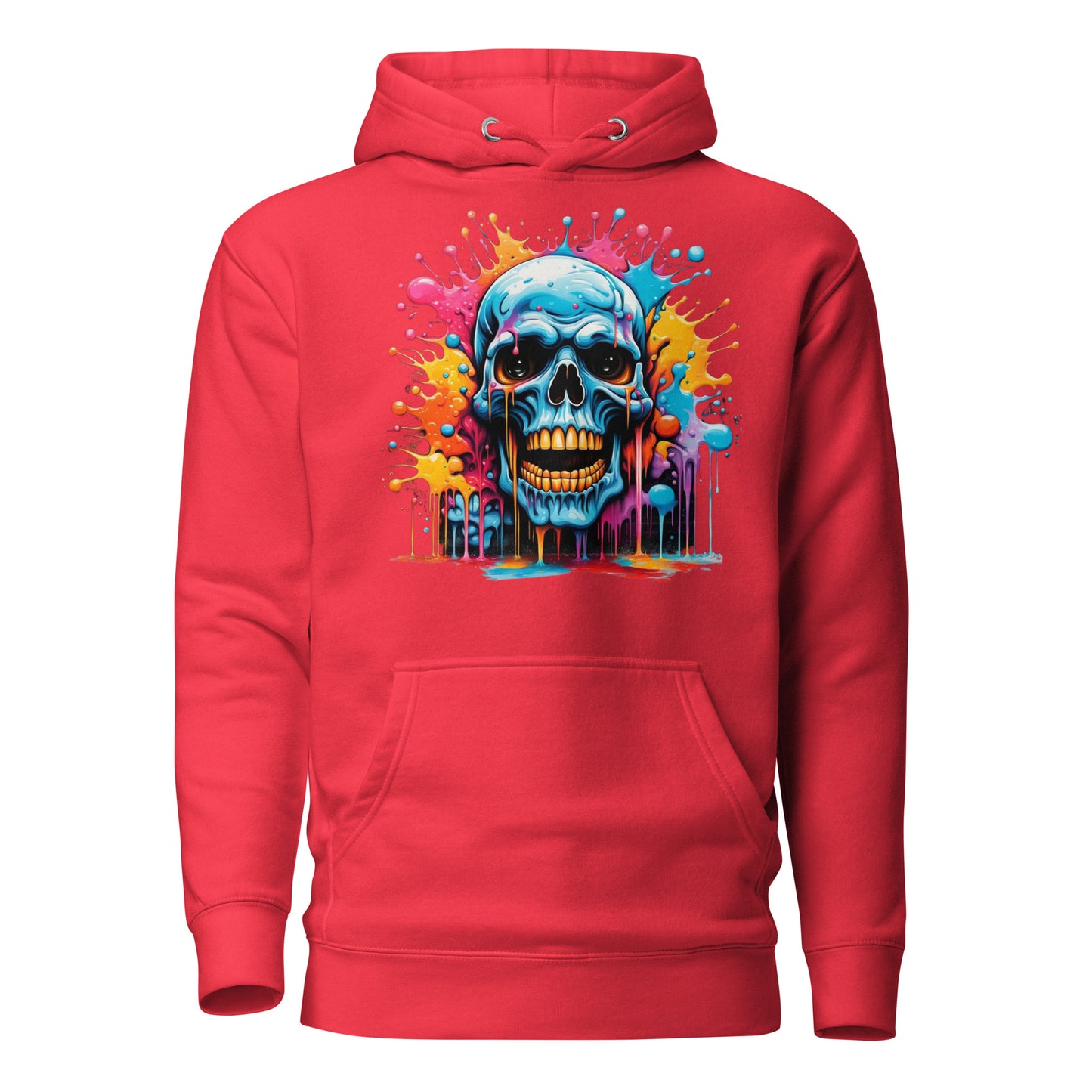 Blue Skull Splash Unisex Streetwear Hoodie by Hipyfi – Digital Art and Graffiti Style. team-red-front-2