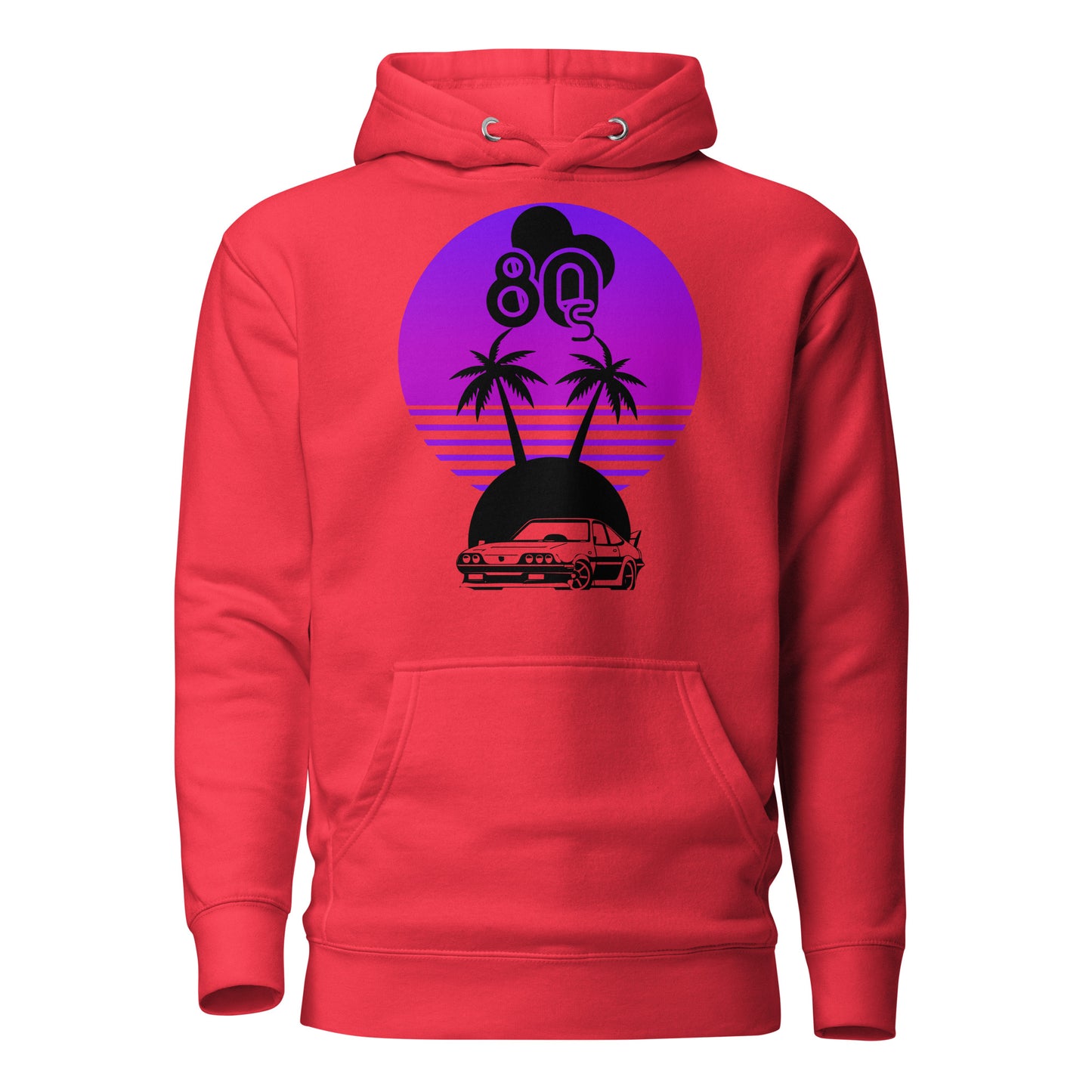 Vaporwave Sunset Unisex Hoodie with retro 80s synthwave design by Hipyfi Clothes & Design. team-red-front-2