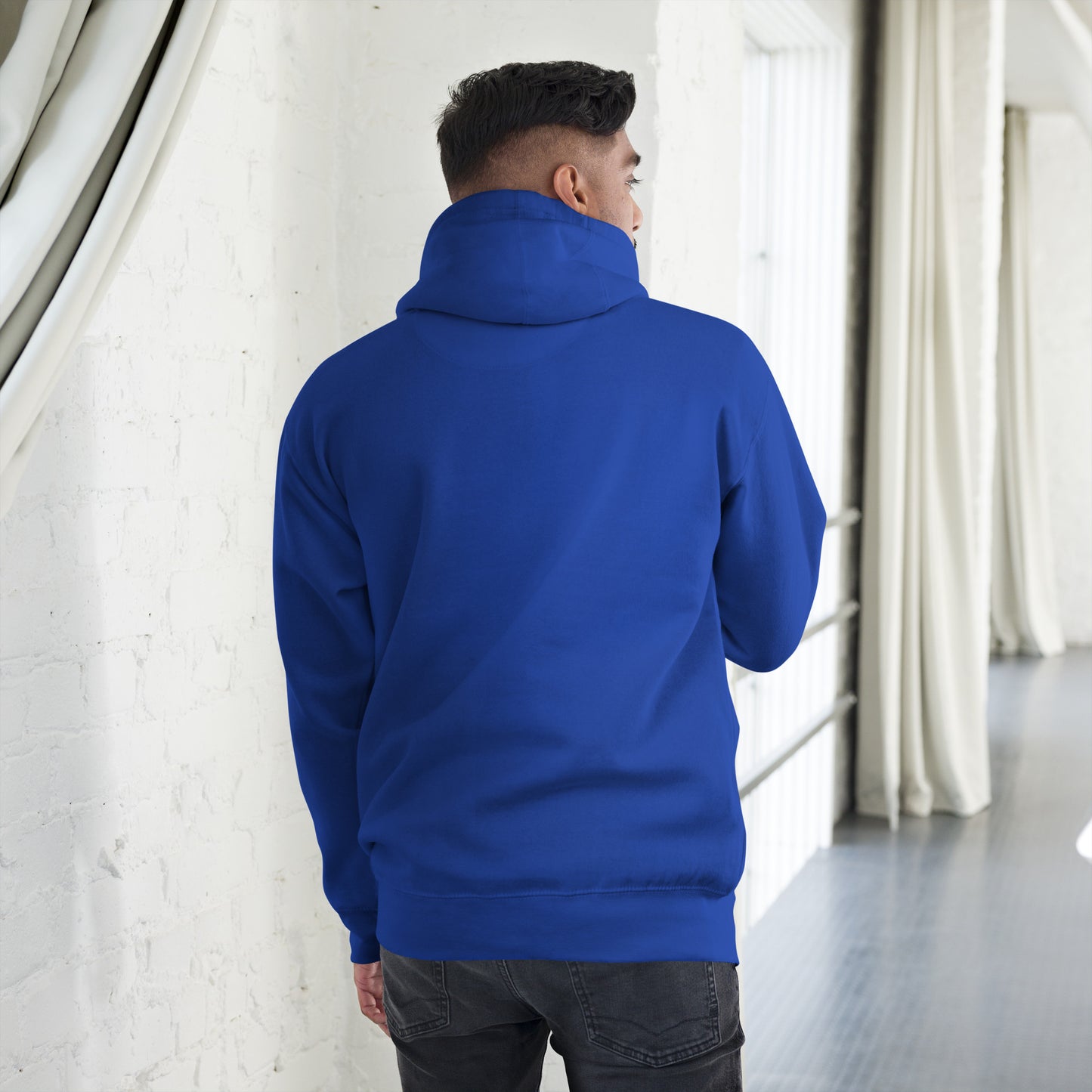 Unisex Good Vibes Cat Hoodie featuring a dabbing cat in hip-hop streetwear – premium graphic hoodie by Hipyfi Clothes & Design. team-royal-back