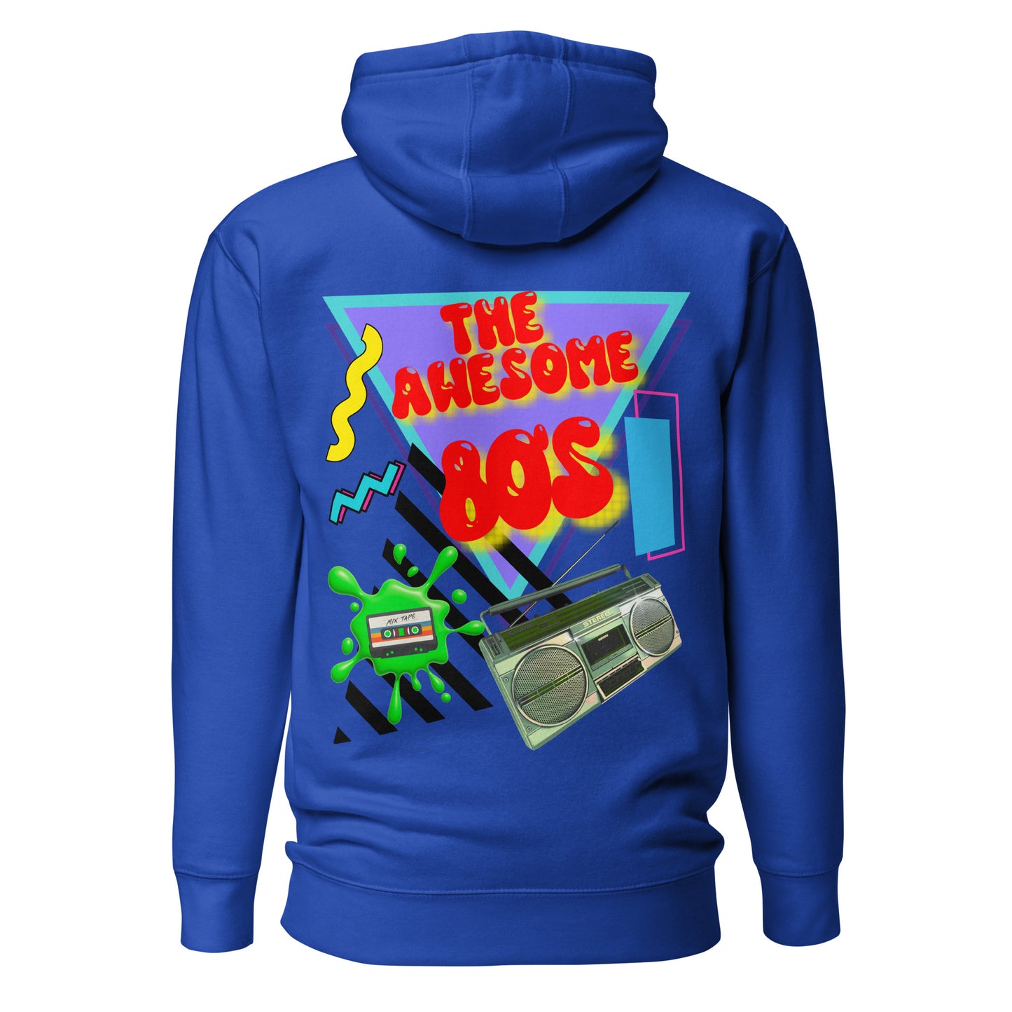 Hipyfi Premium 80s Neon Graphic Hoodie – Unisex Retro Pop Culture Design, Vibrant 80s-inspired geometric graphics. team-royal-back-2
