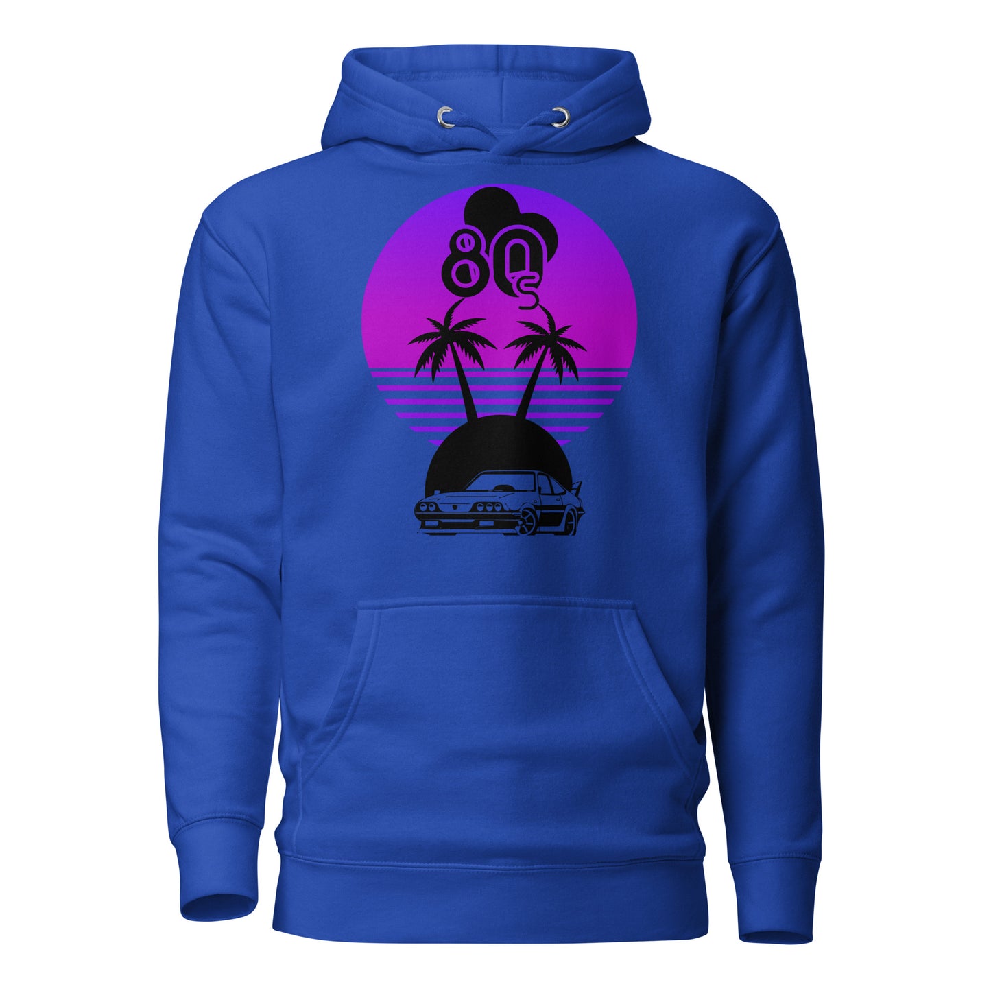 Vaporwave Sunset Unisex Hoodie with retro 80s synthwave design by Hipyfi Clothes & Design. team-royal-front-2