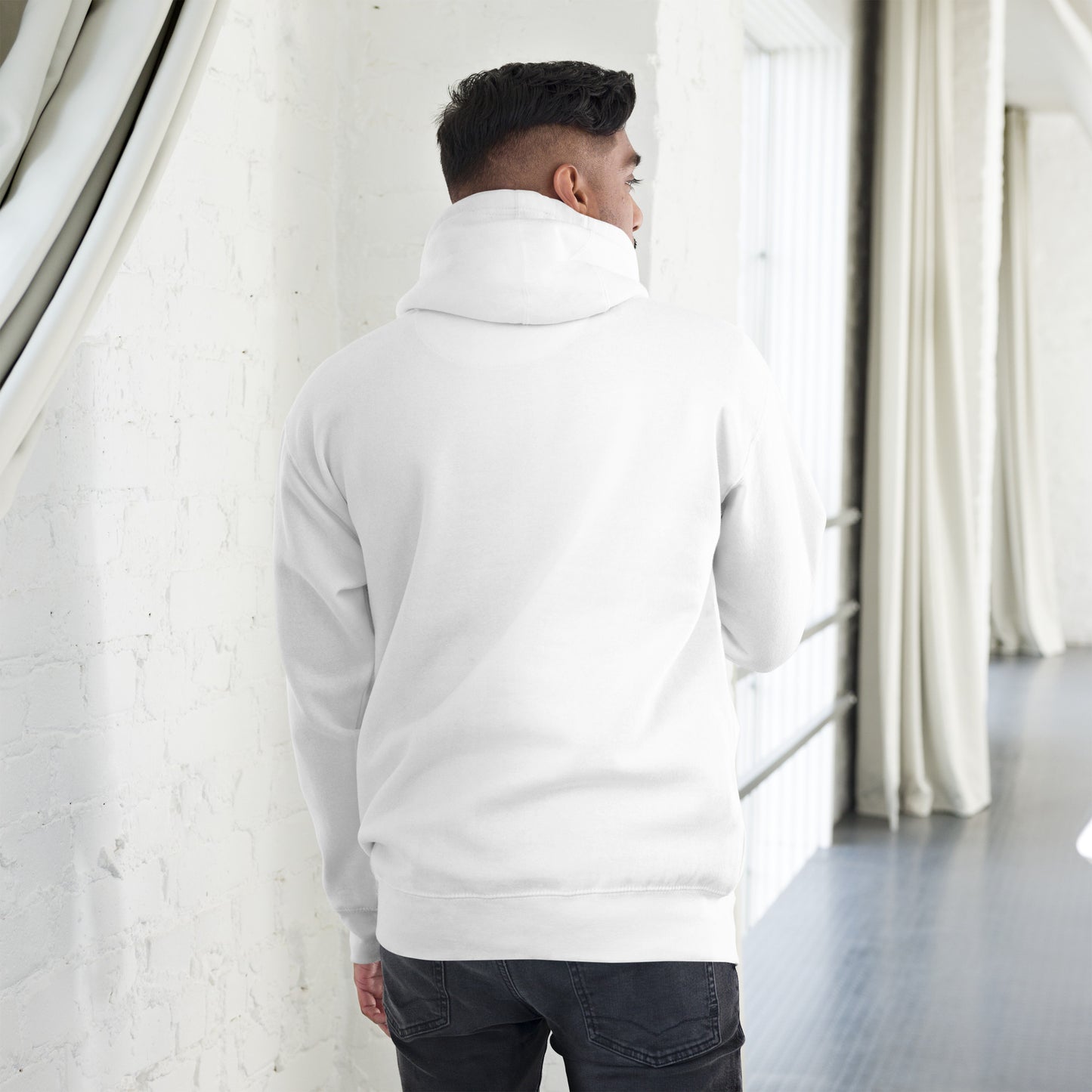 Unisex premium hoodie with Chinese dragon design – streetwear graphic by Hipyfi Clothes & Design. white-back