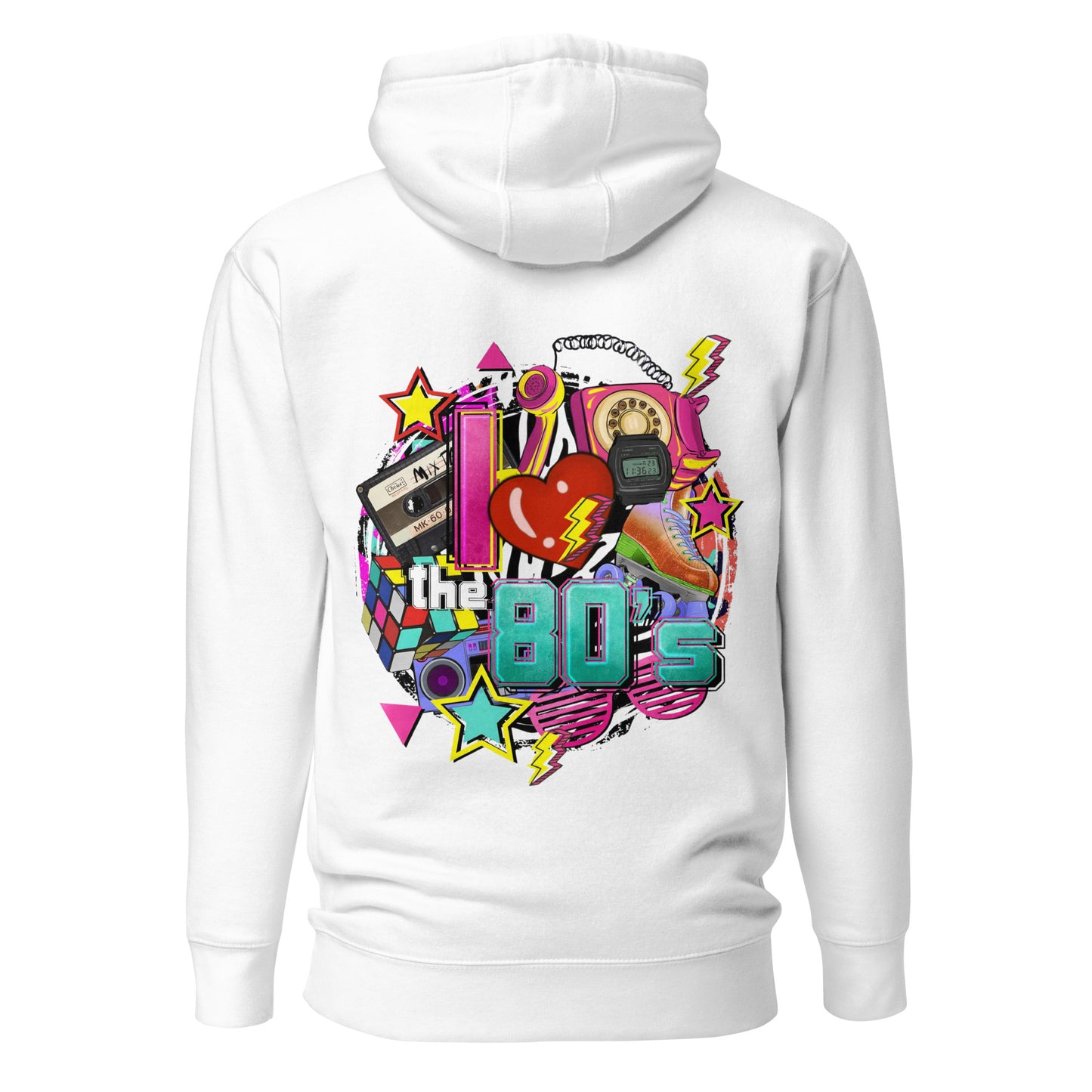 Unisex 80s Retro Hoodie with bold graphic design and 'I'm Not Weird, I'm Awesome' quote – Hipyfi Clothes & Design. white-back-2