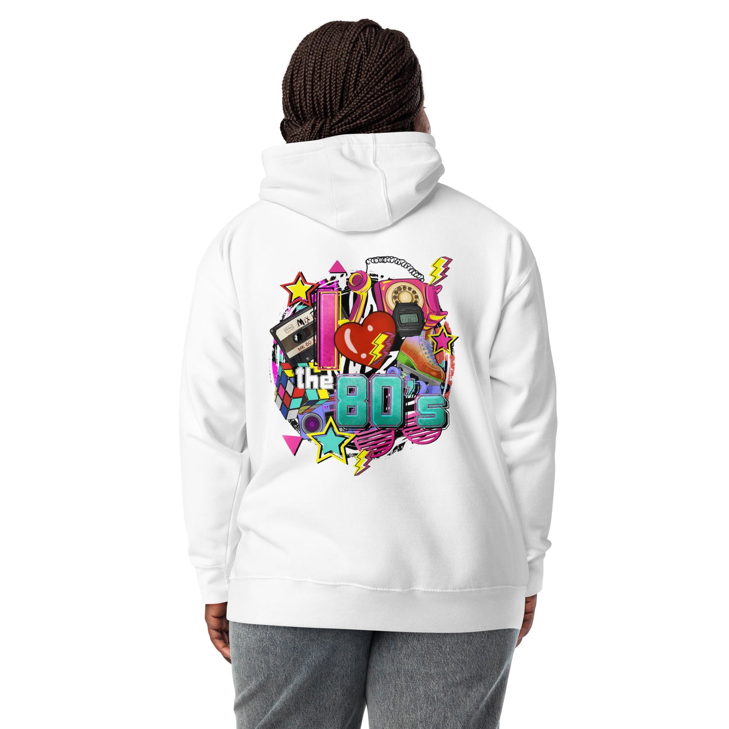Unisex 80s Retro Hoodie with bold graphic design and 'I'm Not Weird, I'm Awesome' quote – Hipyfi Clothes & Design. white-back