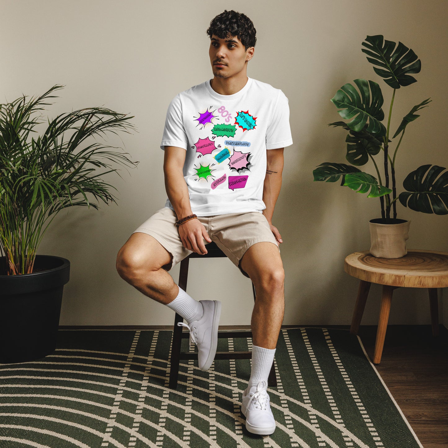 Hipyfi Unisex Eco-Friendly Retro Graphic Tee – 80s Pop Art Design, Recycled Materials, Casual Streetwear. white-front-2