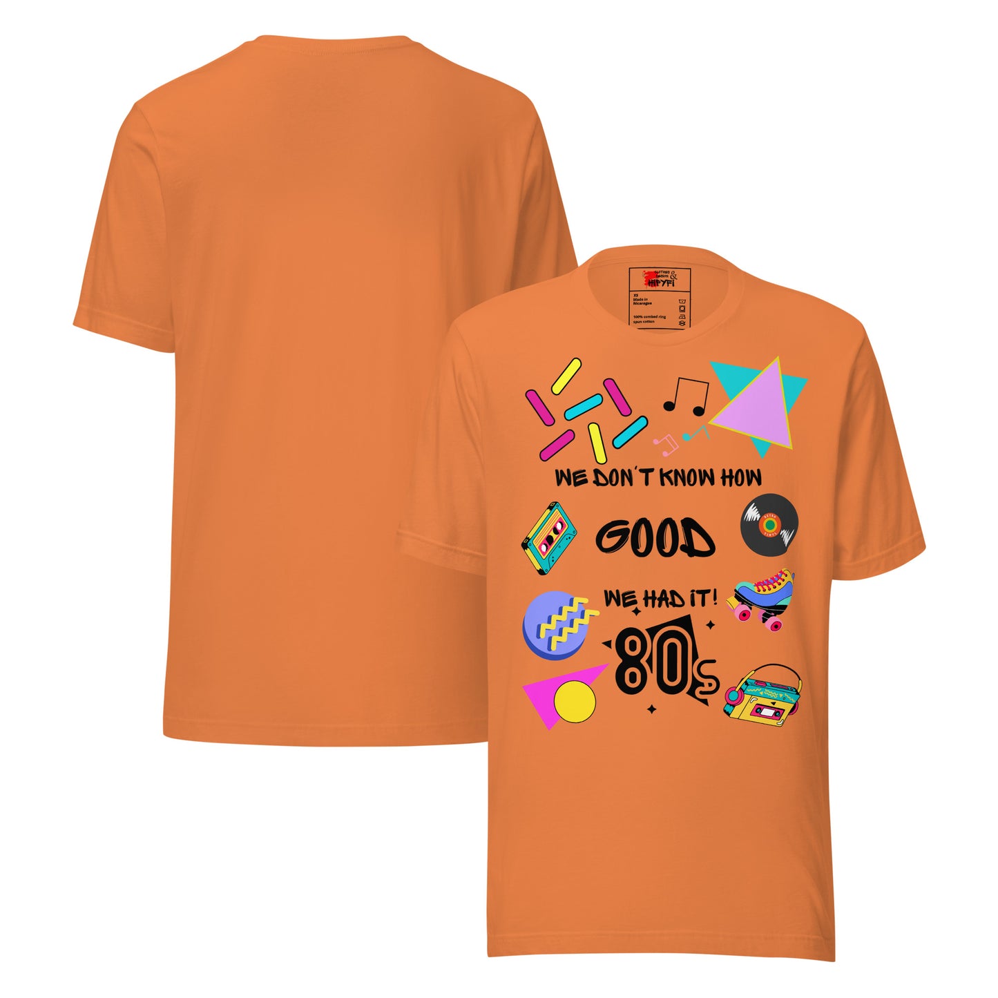 Unisex 80s retro graphic t-shirt with vintage pop culture design by Hipyfi Clothes & Design.