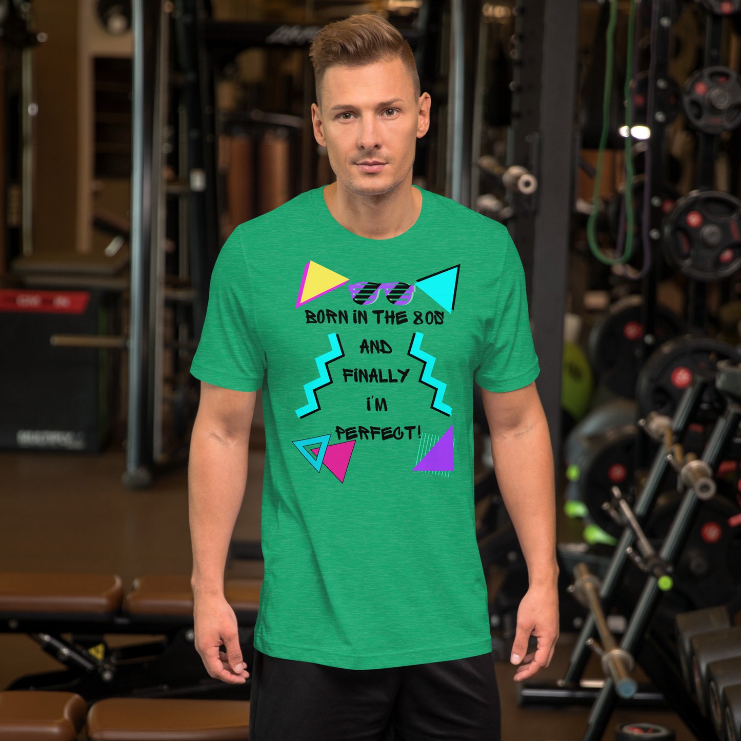 Hipyfi Unisex 80s Retro T-Shirt – Born in the 80s, Perfected for Today, featuring bold 80s graphic design and retro typography. heather-kelly-front