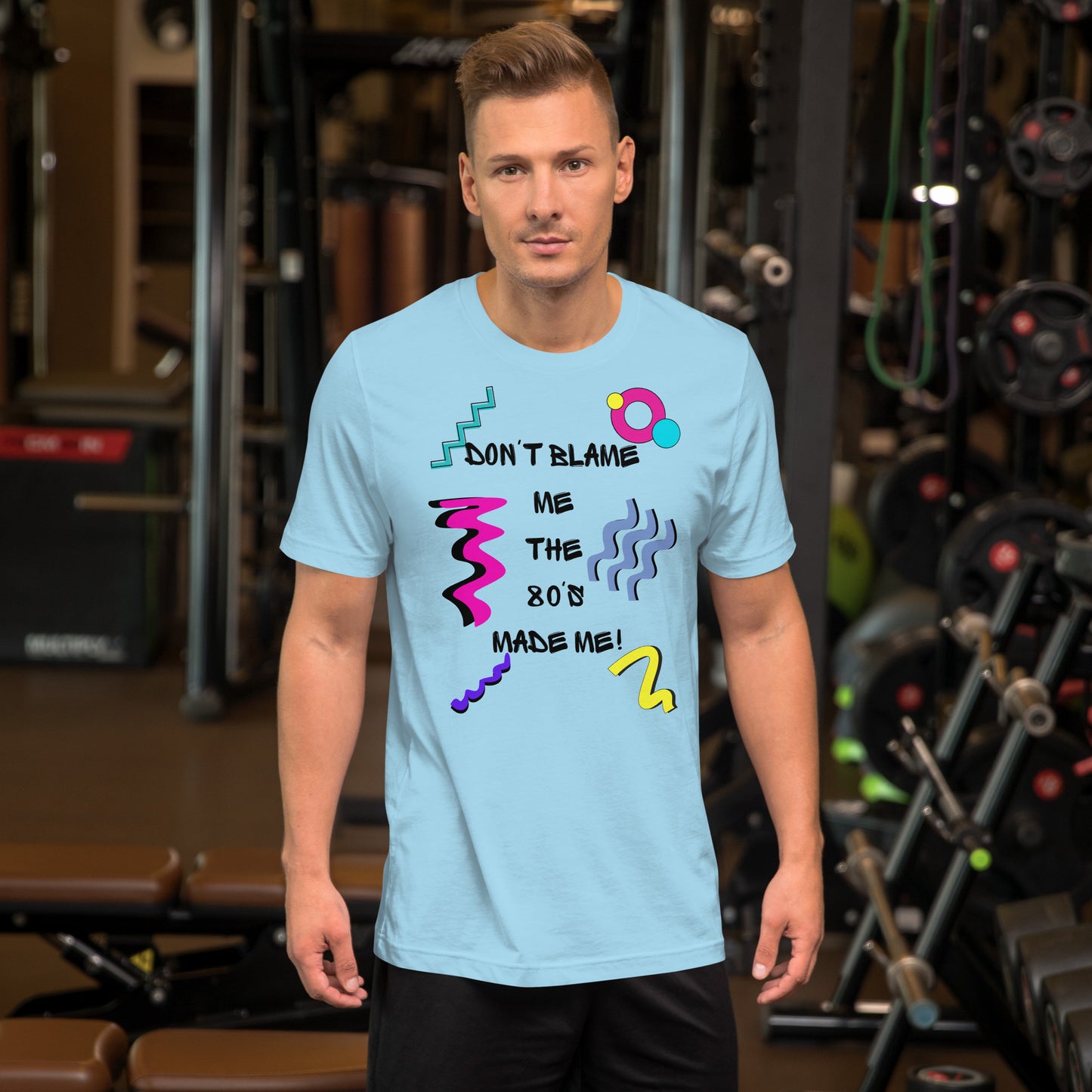 Unisex 80s Retro Graphic T-Shirt with 'Don’t Blame Me, the 80s Made Me' design – Hipyfi Clothes & Design. ocean-blue-front