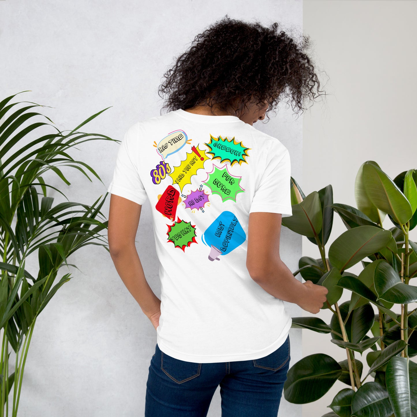 Unisex Retro 80s Pop Art Slang T-Shirt with Colorful Comic Speech Bubbles – Hipyfi Clothes & Design. Back-2
