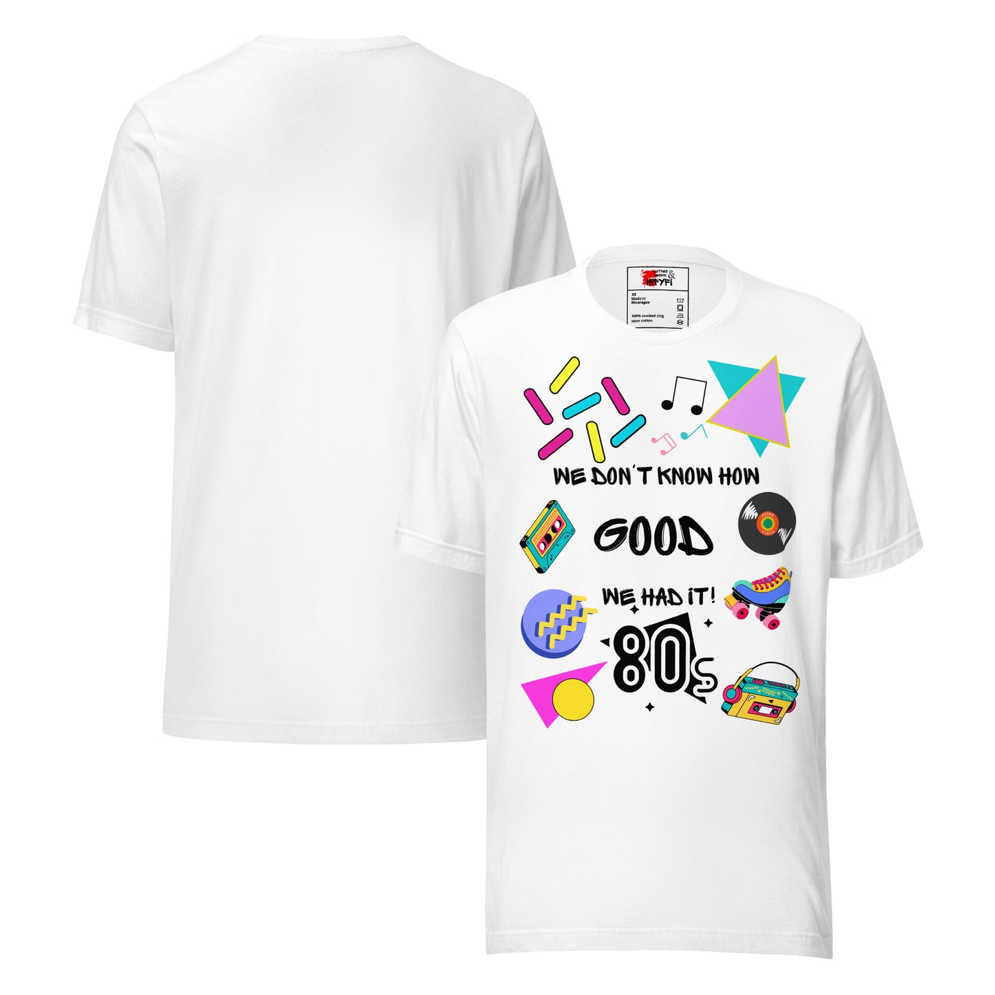 Unisex 80s retro graphic t-shirt with vintage pop culture design by Hipyfi Clothes & Design.