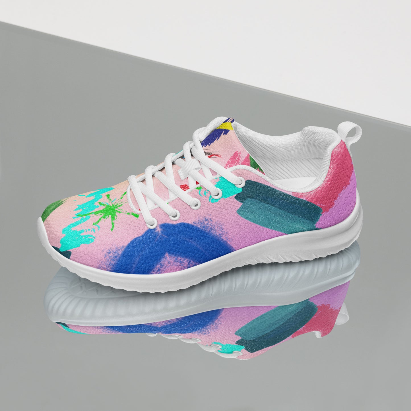 Hipyfi 80s Retro Pop Women's Running Sneakers – colorful athletic shoes with vintage 1980s design. white-left