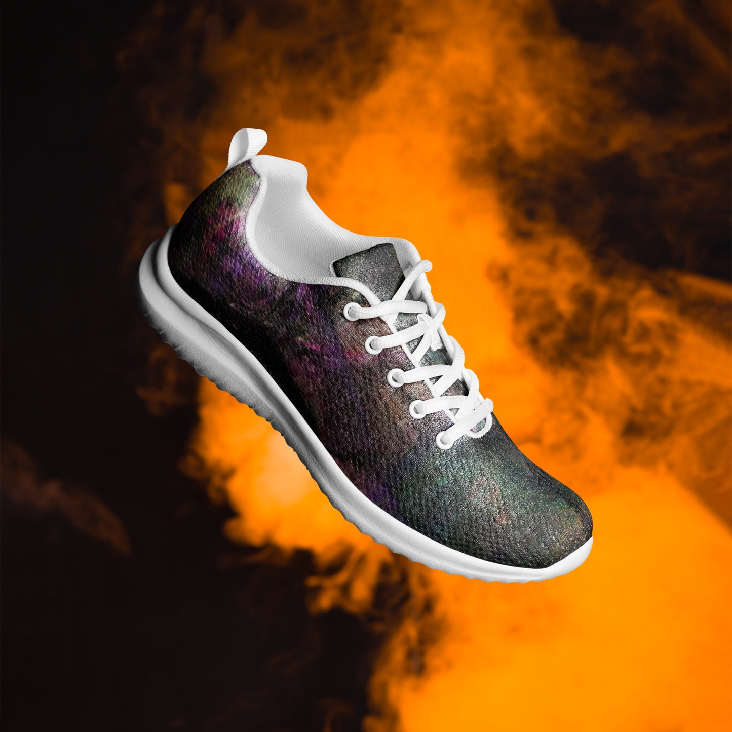 Vibrant Chromatic Dreams women's athletic shoes with abstract multicolor design, breathable mesh upper, and lightweight EVA sole by HipyFi. white-right-4