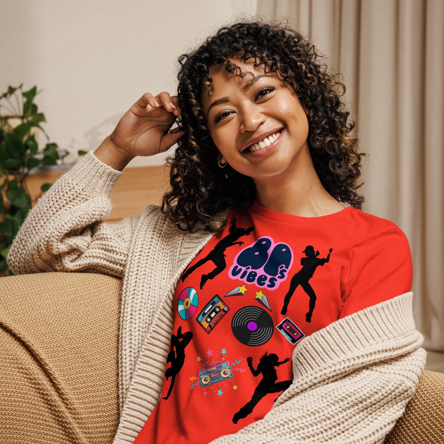 Women's 80s Graphic T-Shirt with Retro Pop Culture Design – Relaxed Fit by Hipyfi Clothes & Design. poppy-front