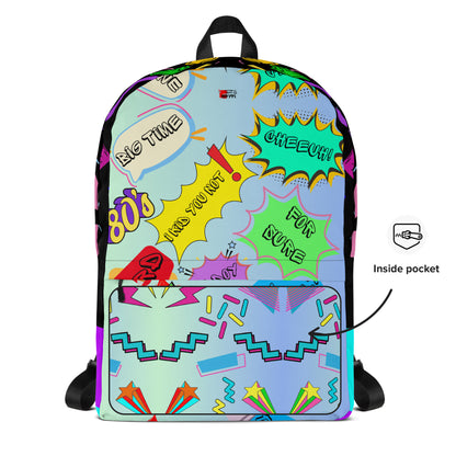 Hipyfi Retro 80s Comic Burst Backpack featuring vintage pop art design and colorful comic-style graphics product-info