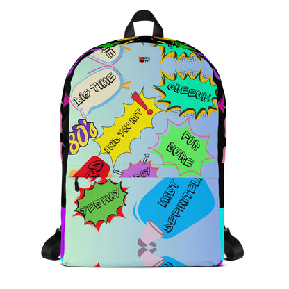 Hipyfi Retro 80s Comic Burst Backpack featuring vintage pop art design and colorful comic-style graphics Front-6