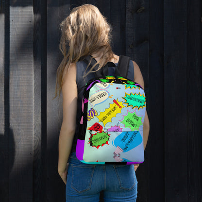 Hipyfi Retro 80s Comic Burst Backpack featuring vintage pop art design and colorful comic-style graphics Front-3