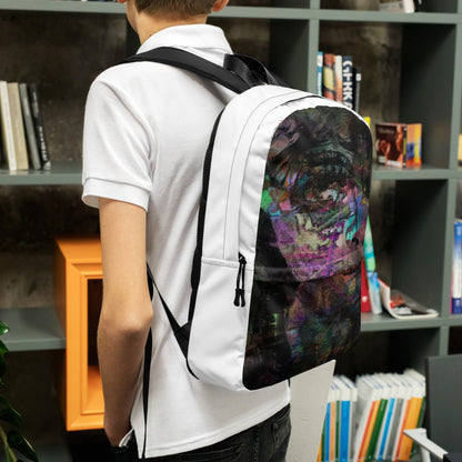 Hipyfi Chromatic Dreams Art Backpack: Vibrant abstract unisex laptop bag with water-resistant purple, blue, and orange design. left-2