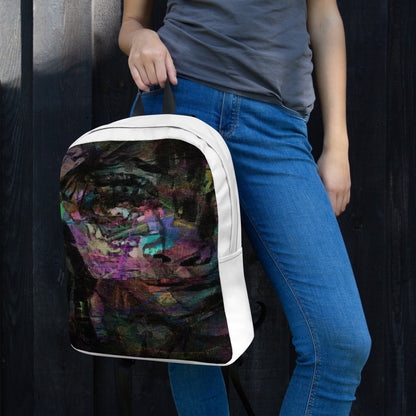 Hipyfi Chromatic Dreams Art Backpack: Vibrant abstract unisex laptop bag with water-resistant purple, blue, and orange design. girl-front-2