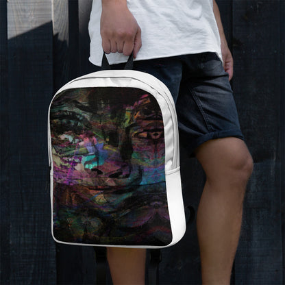 Hipyfi Chromatic Dreams Art Backpack: Vibrant abstract unisex laptop bag with water-resistant purple, blue, and orange design. men-left
